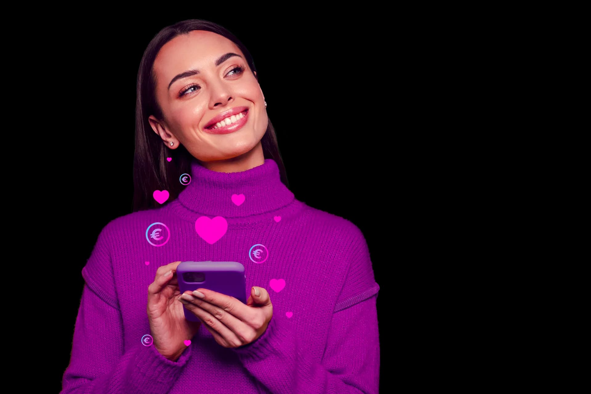 Smiling creator with phone on Instafans - the global creator platform